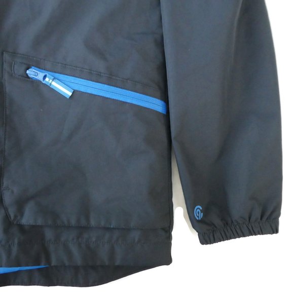 Navy Rain Jacket Champion Hood Zipper Pockets Cape Mesh Back M 8 10 - Picture 5 of 7